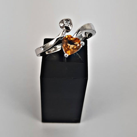 Citrine and Crystal Heart Ring