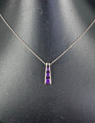 Amethyst Pendant 3 Stones