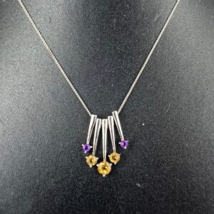 Citrine and Amethyst Pendant 5 Stones