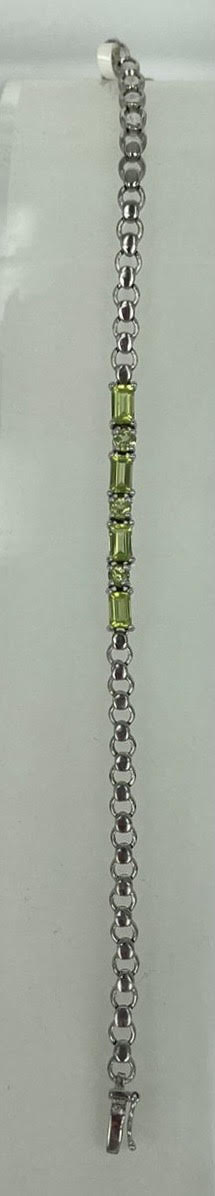 Peridot Silver Gemstone Bracelet