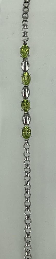 Peridot Silver Gemstone Bracelet