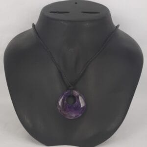 Healing Necklace Amethyst Round Hole