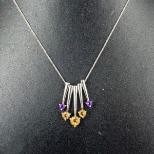 Citrine and Amethyst Pendant 5 Stones