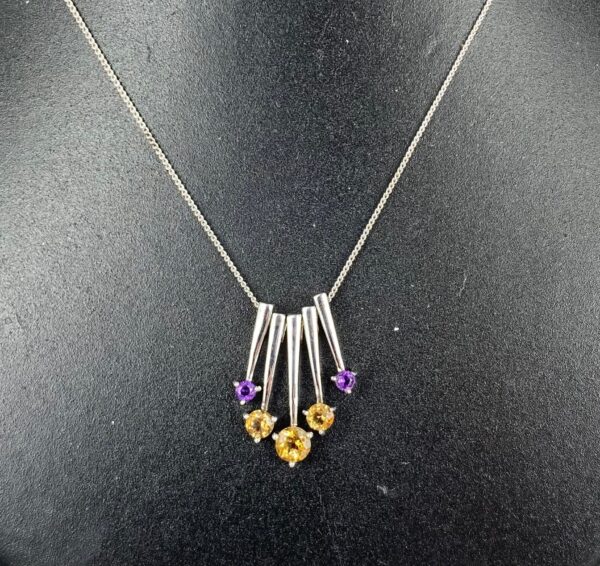 Citrine and Amethyst Pendant 5 Stones