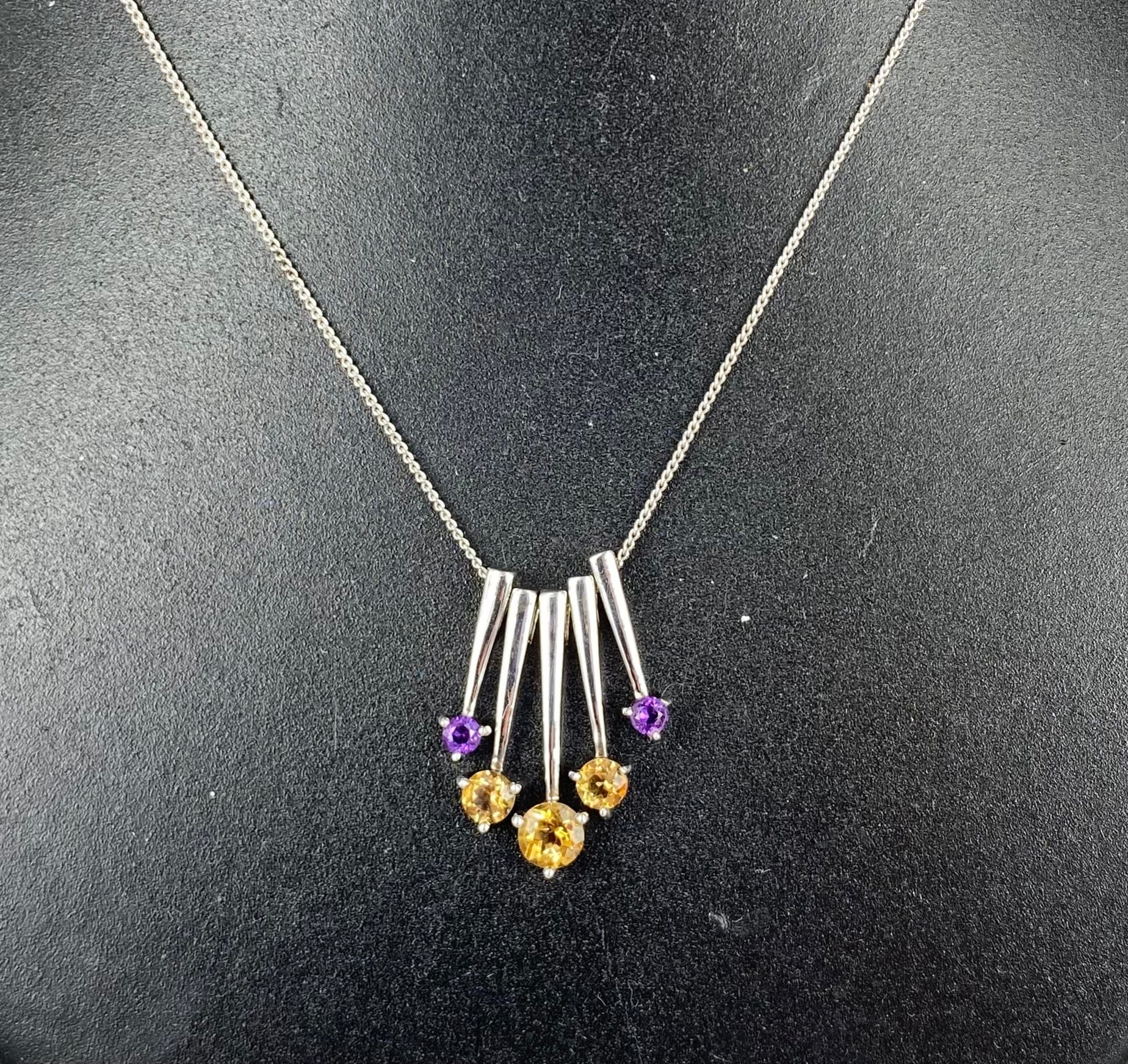 Citrine and Amethyst Pendant 5 Stones