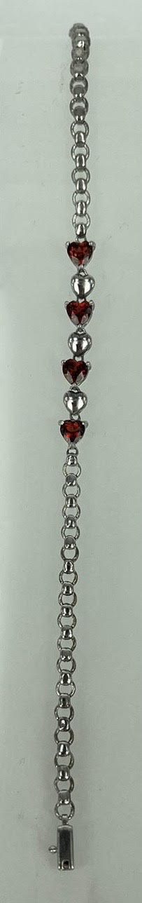 Garnet Silver Gemstone Bracelet
