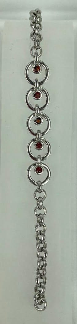 Garnet Silver Gemstone Bracelet