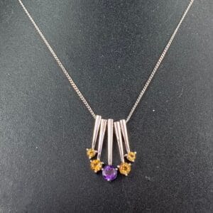 Citrine and Amethyst Pendant 5 Stones