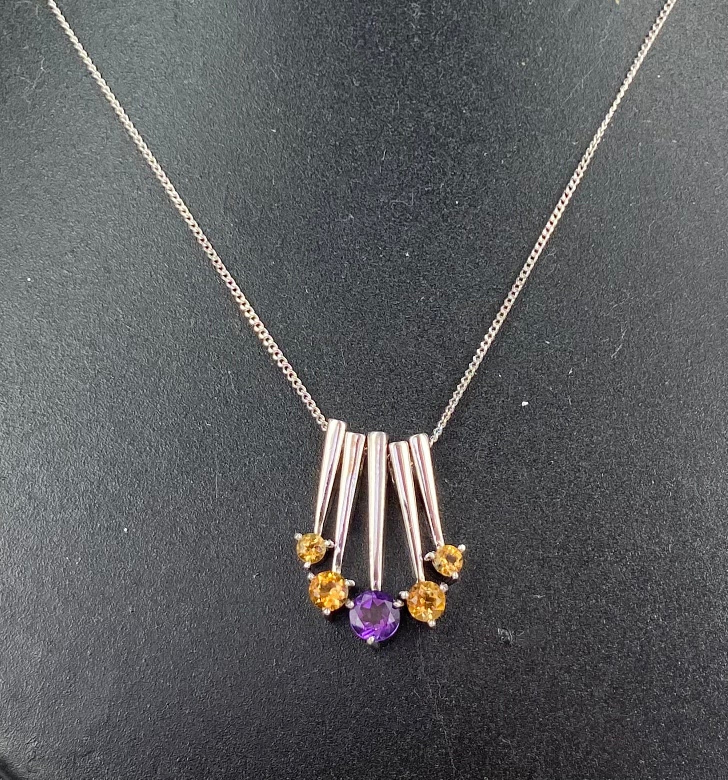 Citrine and Amethyst Pendant 5 Stones