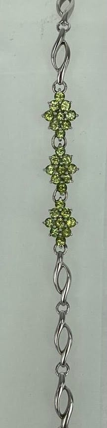 Peridot Silver Gemstone Bracelet