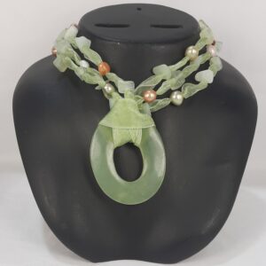 Ribbon Light Green Amozonite Necklace Oval