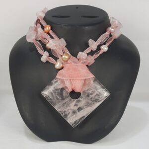 Ribbon Rose Quartz Necklace Square