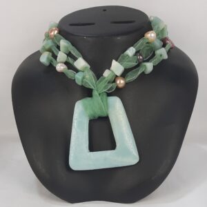 Ribbon Blue Amazonite Necklace Square
