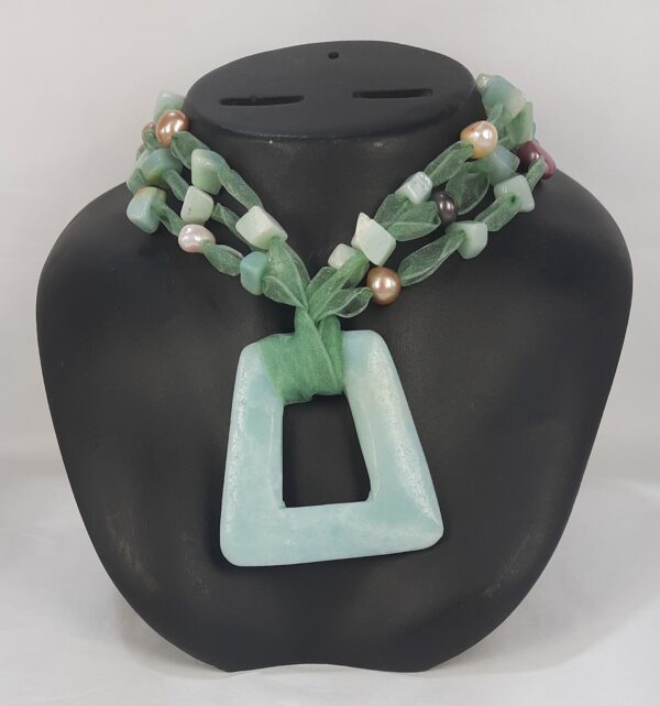 Ribbon Blue Amazonite Necklace Square
