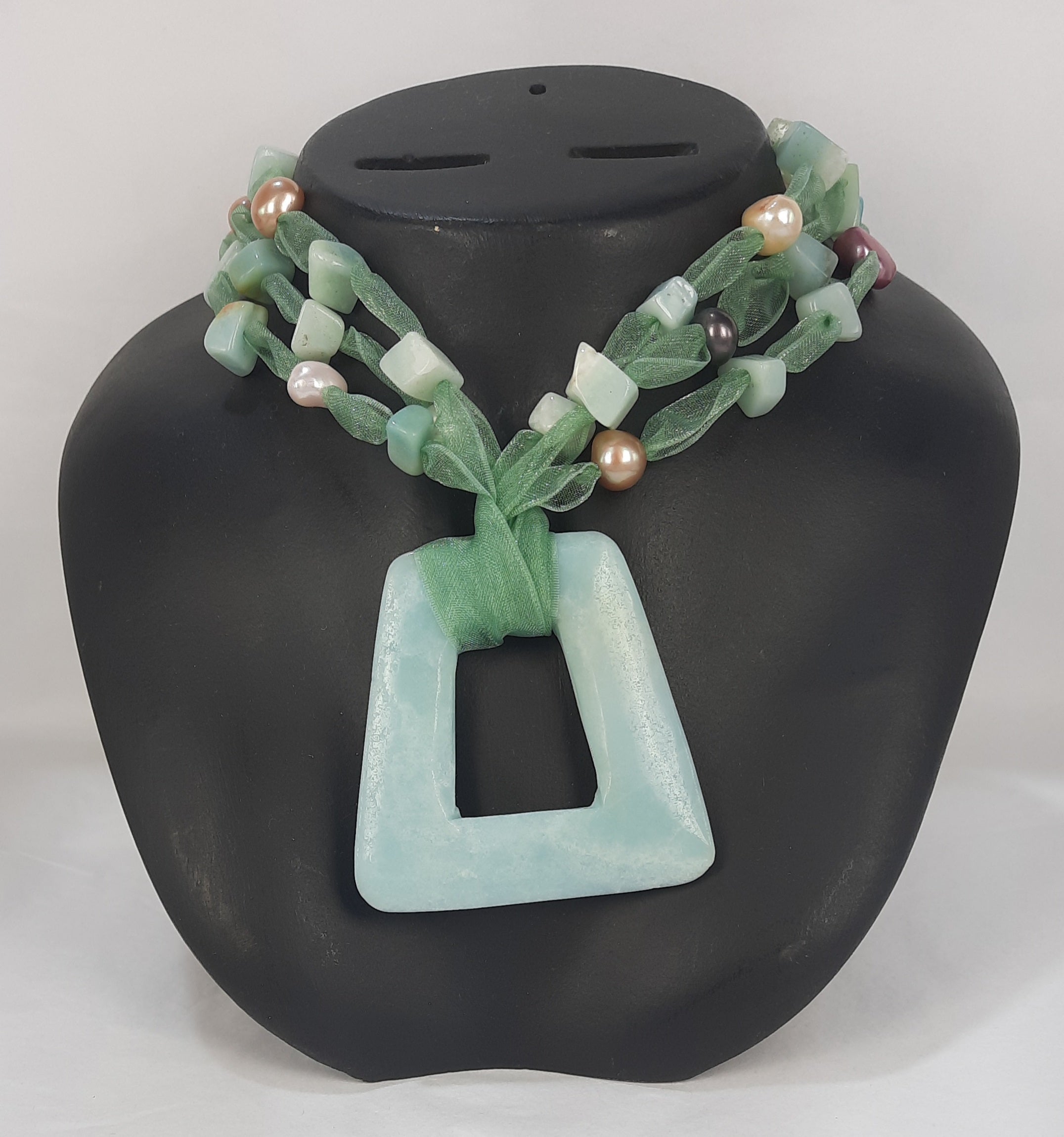Ribbon Blue Amazonite Necklace Square