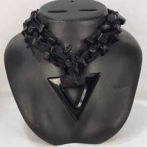 Ribbon Black Agate Necklace Triangle