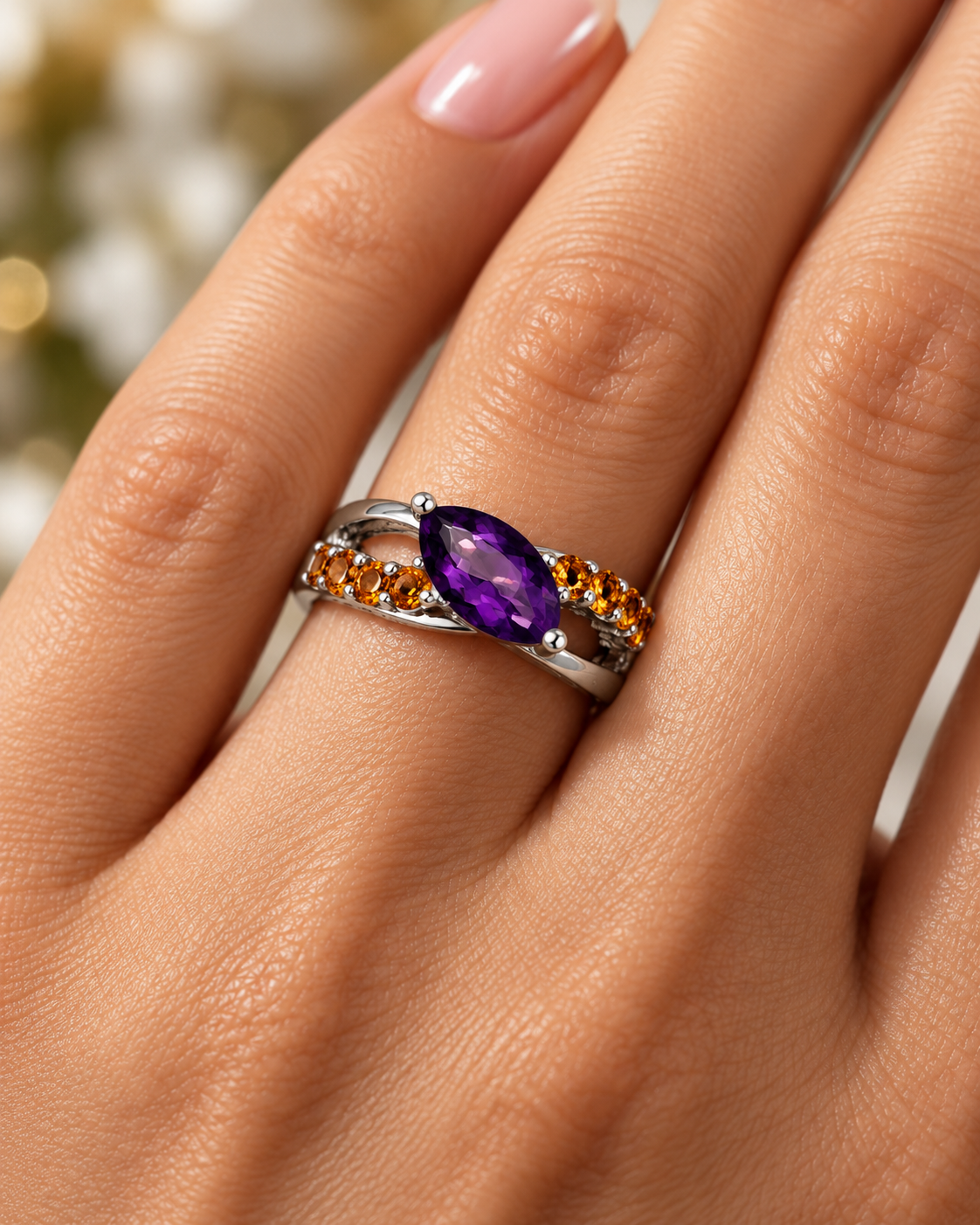 Mixed Amethyst & Citrine Silver Ring | Gecko Jewellers 1 Mixed Amethyst & Citrine Silver Ring | Gecko Jewellers