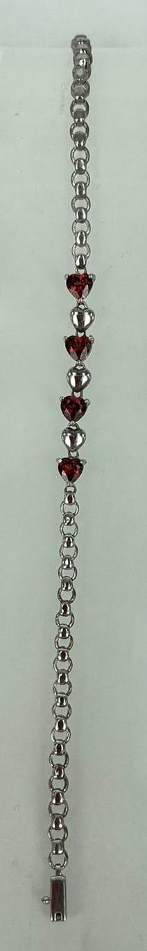 Garnet Silver Gemstone Bracelet