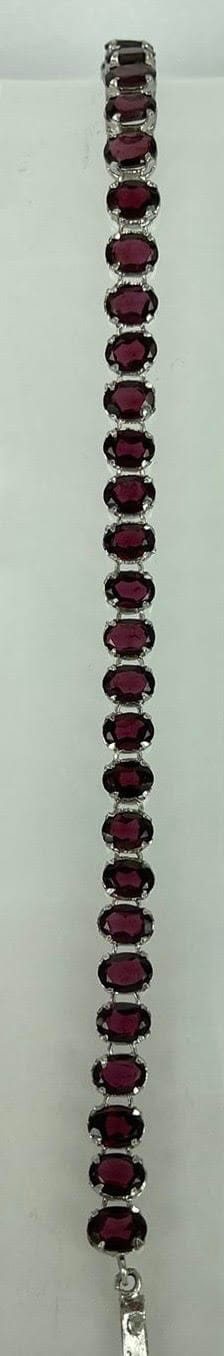 Garnet Silver Gemstone Bracelet