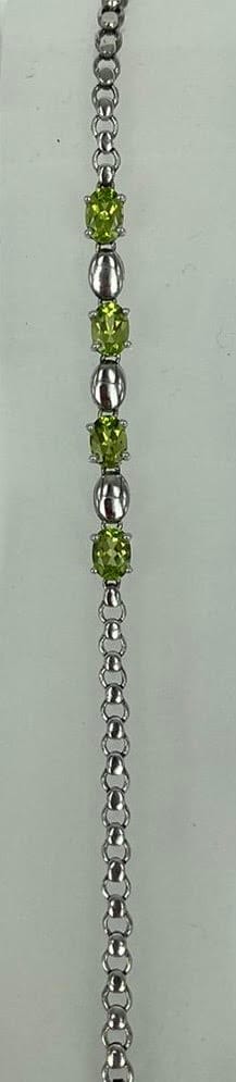 Peridot Silver Gemstone Bracelet