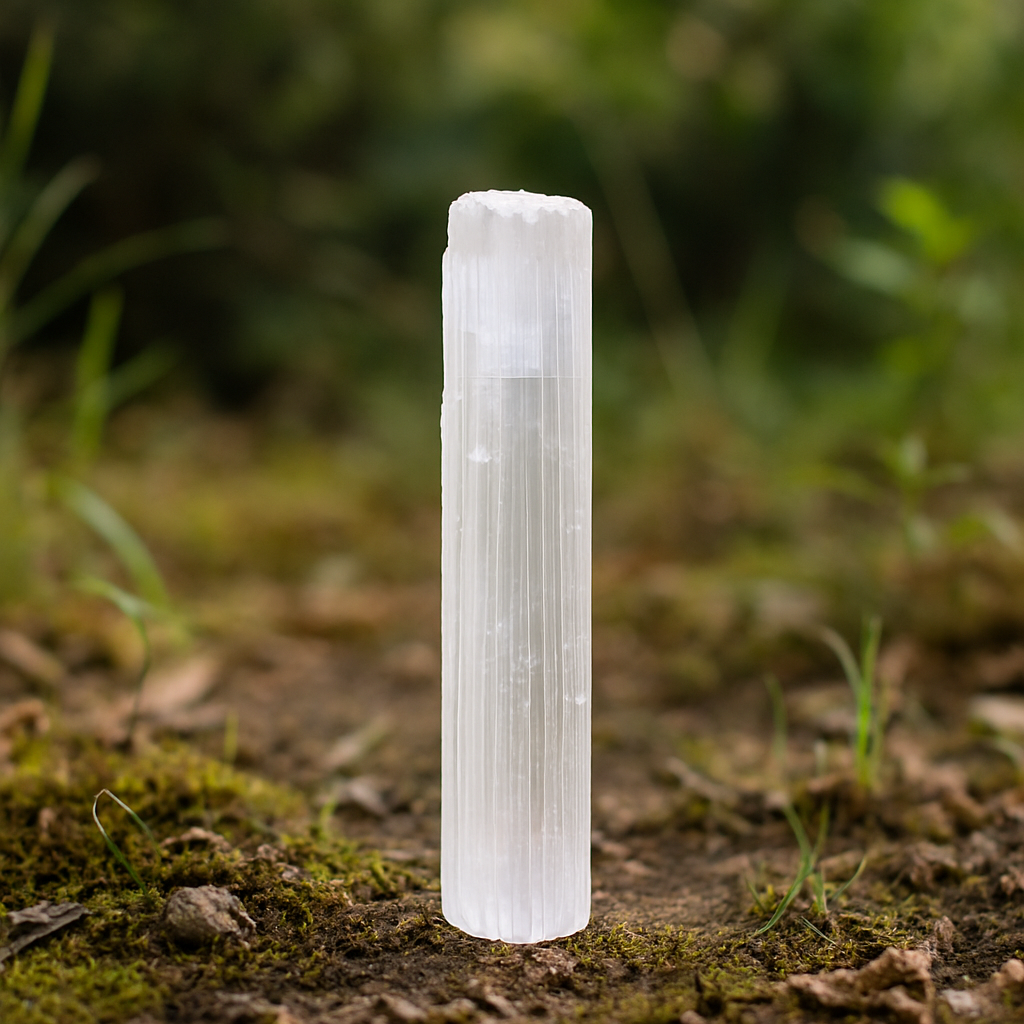 Authentic natural selenite sticks for energy cleansing, chakra healing & crystal charging. Perfect for meditation, home protection and spiritual wellness.