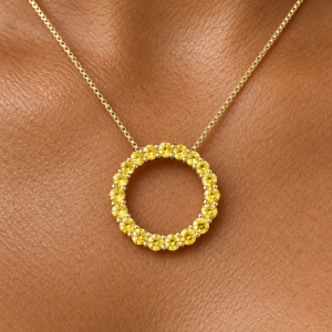 Yellow sapphire circle of life pendant