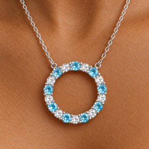 Sky blue topaz circle pendant