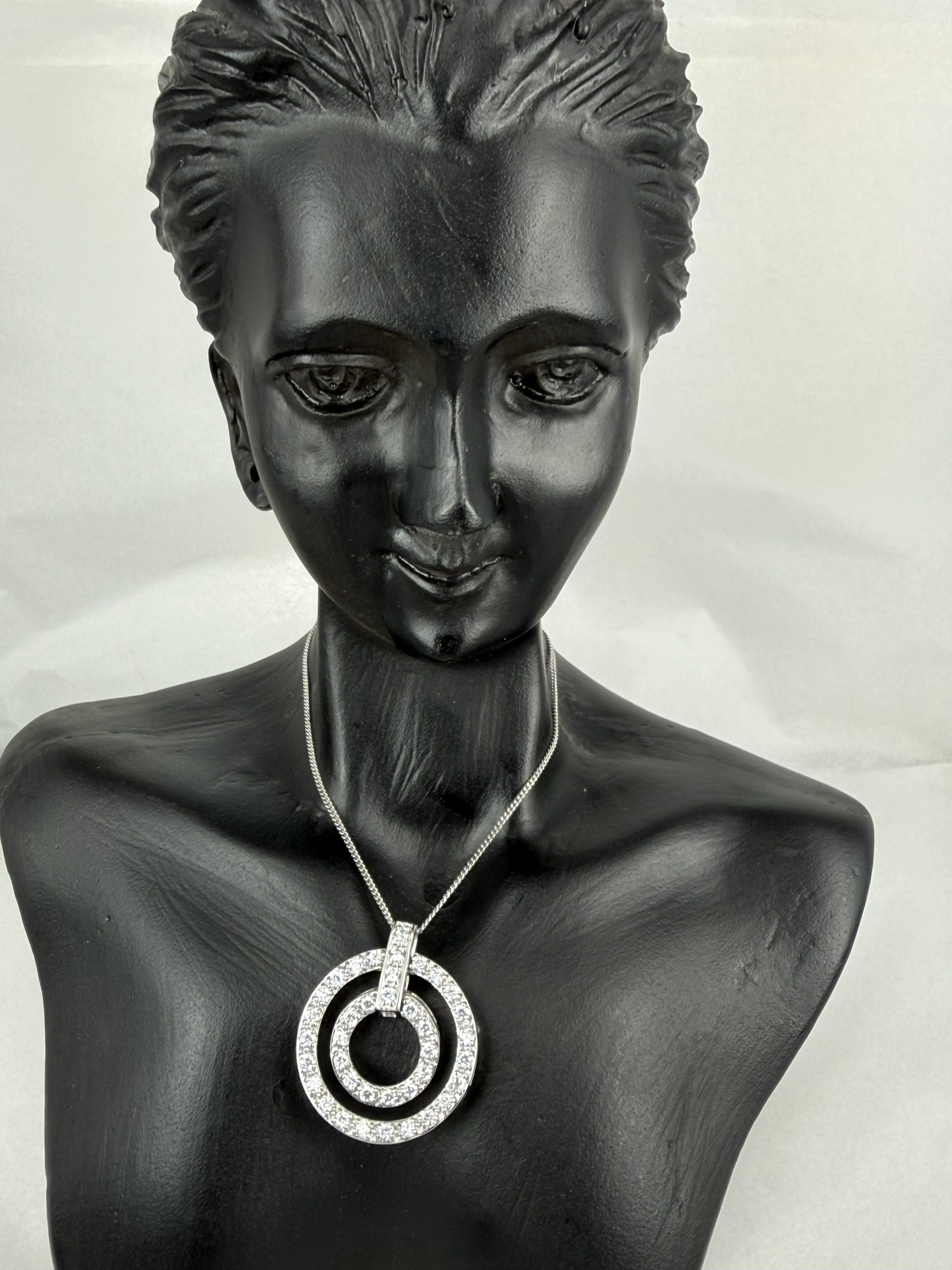 Circle of Life Double Halo Crystal Quartz Necklace in Silver – Clarity Statement Pendant