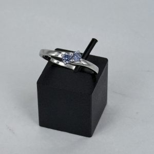 Two-Stone Tanzanite Ring in Sterling Silver (Platinum Plated)
