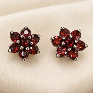garnet-floral-stud-earrings