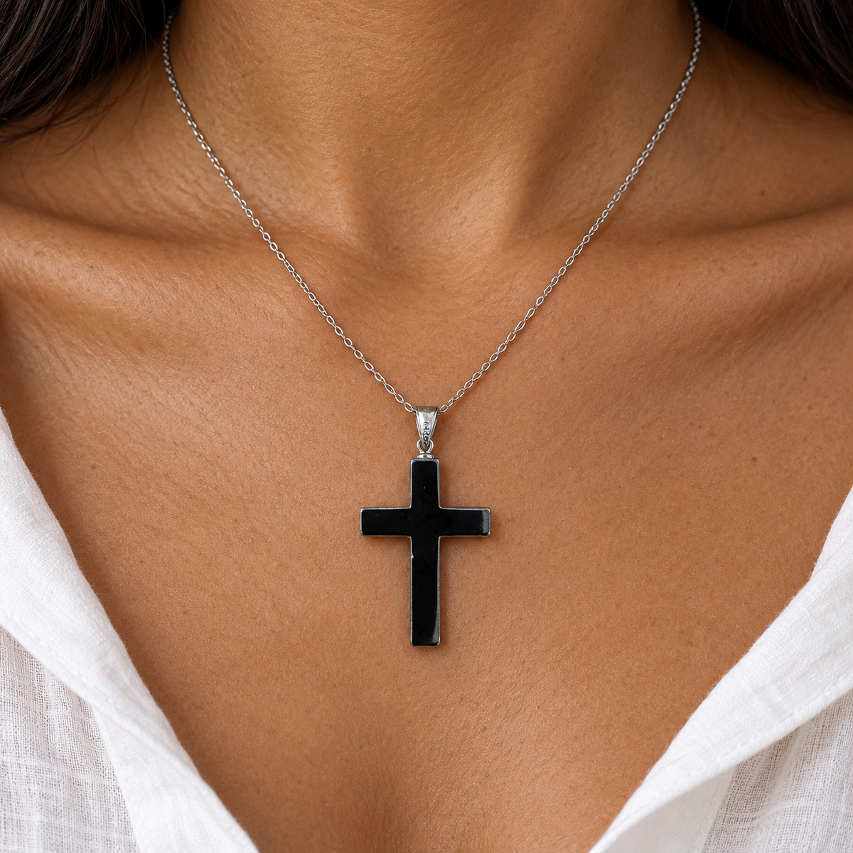 Hematite Cross Pendant | Gecko Jewellers 2 Hematite Cross Pendant | Gecko Jewellers - Image 2