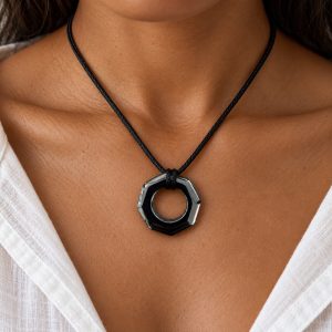 geometric-open-centre-hematite-pendant-gecko-jewellers