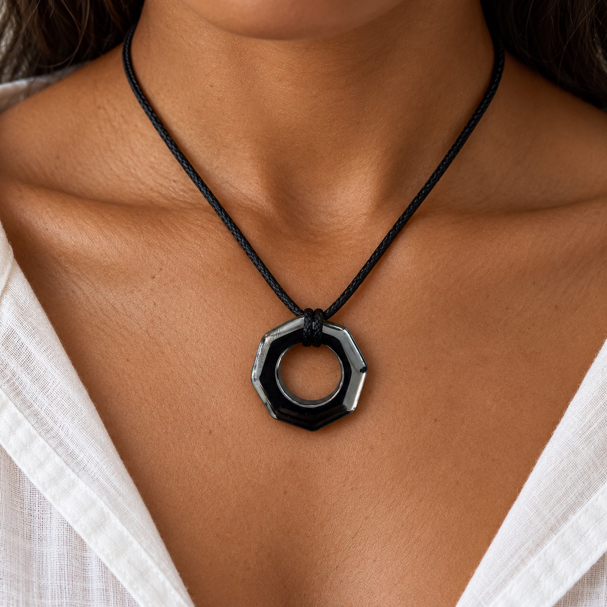 Geometric Open-Centre Hematite Pendant | Gecko Jewellers 1 Geometric Open-Centre Hematite Pendant | Gecko Jewellers
