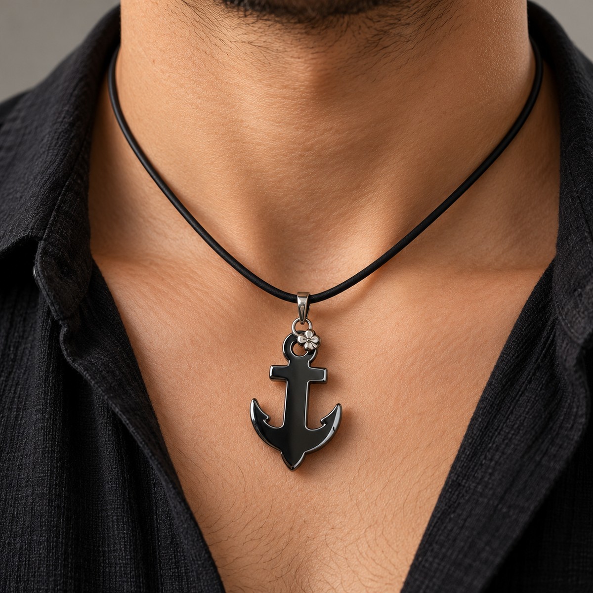 Hematite Anchor Pendant – Polished Charm 1 Hematite Anchor Pendant – Polished Charm
