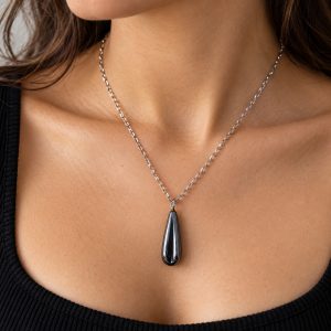 hematite-teardrop-pendant-necklace-polished-finish