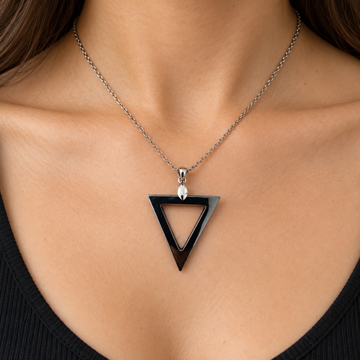 Hematite Triangle Pendant – Open Design 1 Hematite Triangle Pendant – Open Design
