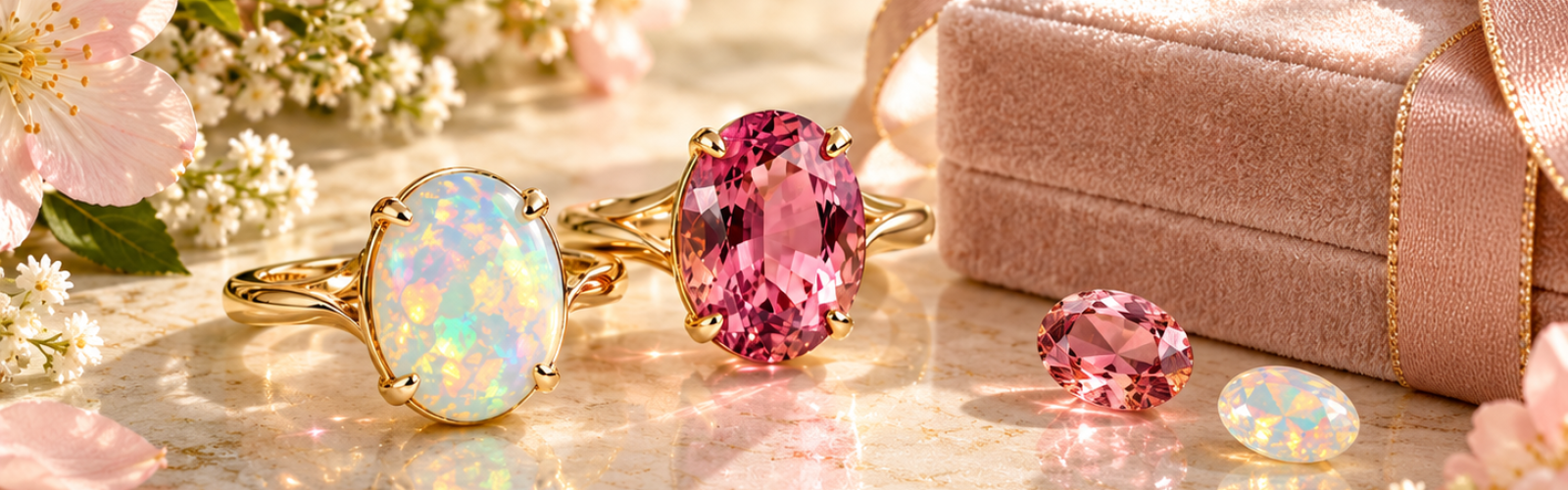 Ruby Tourmaline and Opal Gold Rings (1)